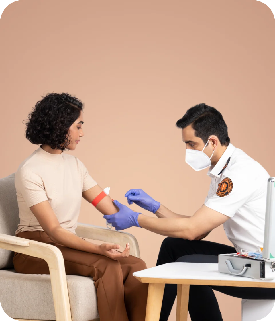 eMedic collecting a sample at a patient's home
